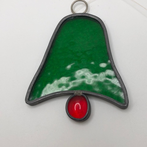 Jingle Bell Sun Catcher Stained Glass Handcrafted VTG - Picture 2 of 4